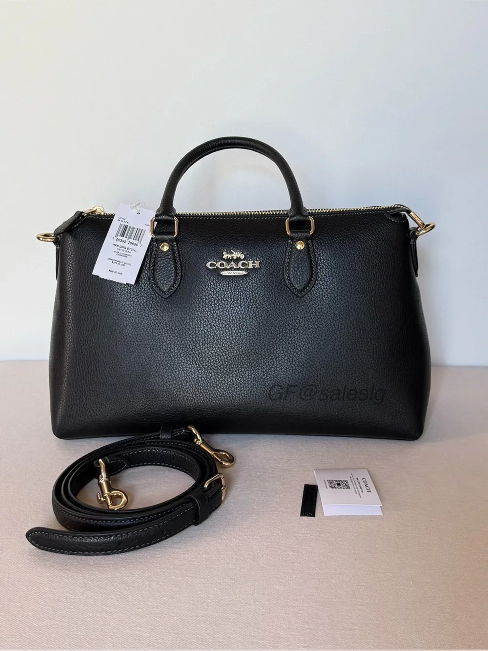NWT Coach Georgia Black Handbag Pebble Leather | Structured Crossbody Purse